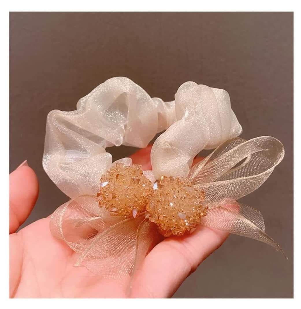 RUVOO Haargummi Scrunchies 2 Stück Schillernde Haarfliegen Schleifenknoten Haargummis Stirnbänder Pferdeschwanzhalter Für Mädchen Haargummis Haarschmuck