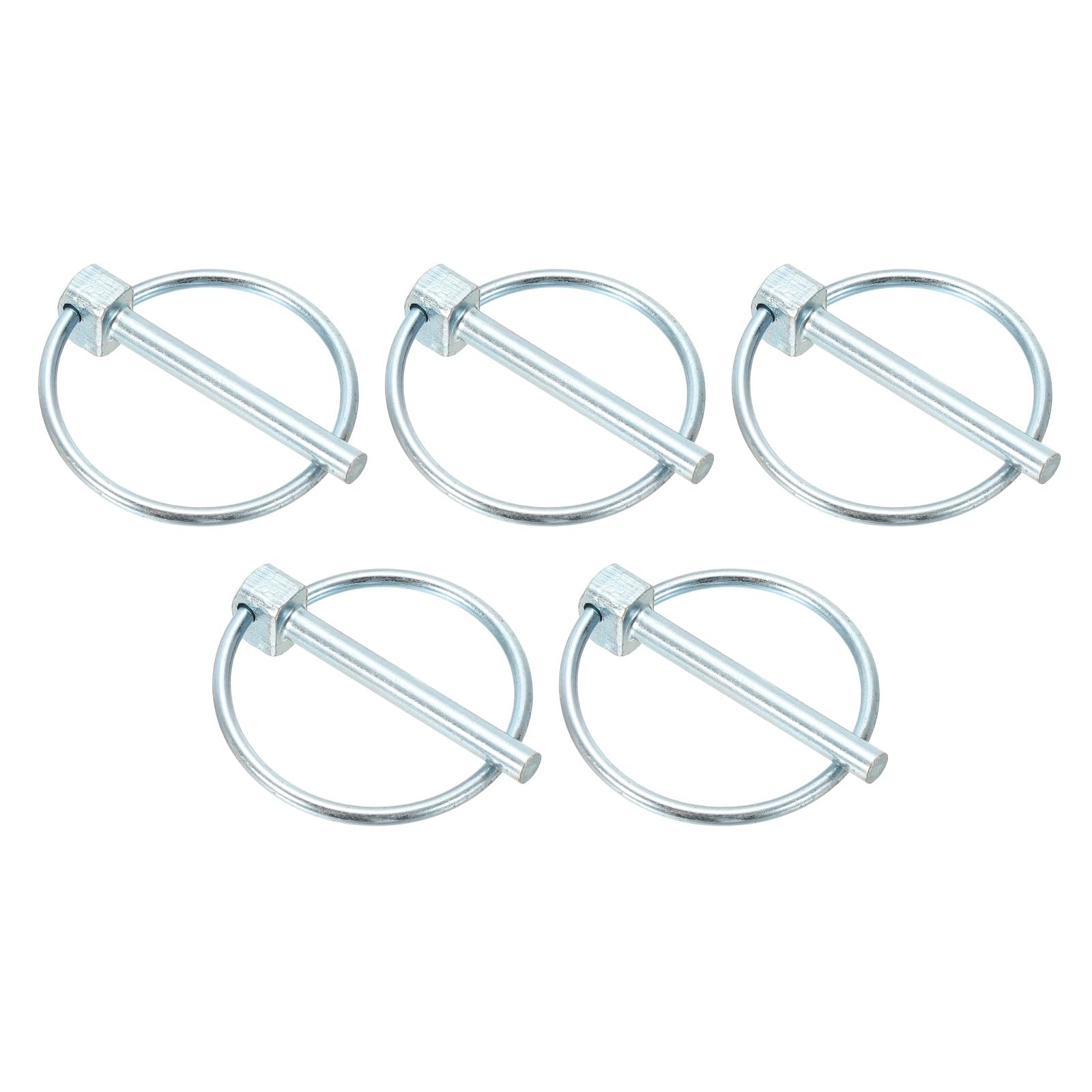 PATIKIL M4.5x36 mm Tractor Lynch Pin with Ring, 5 Pcs Heavy Duty Assortment Kit Lock Pin Clips for Tractors Trailer Farm Trucks Mowers, Silver Tone