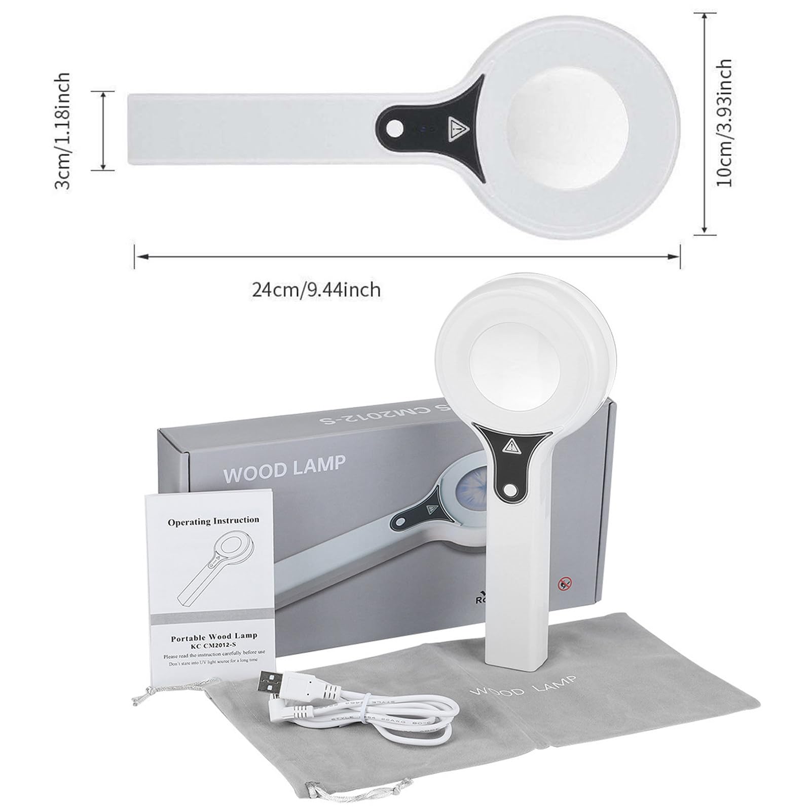 Analizzatore Cutaneo Portatile Con Lampada Di Wood, Analizzatore Cutaneo UV, Analizzatore Facciale Con Lente D'ingrandimento, Ingrandimento Visibile Della Lente: 3x, Per Estetiste/Test Cutanei