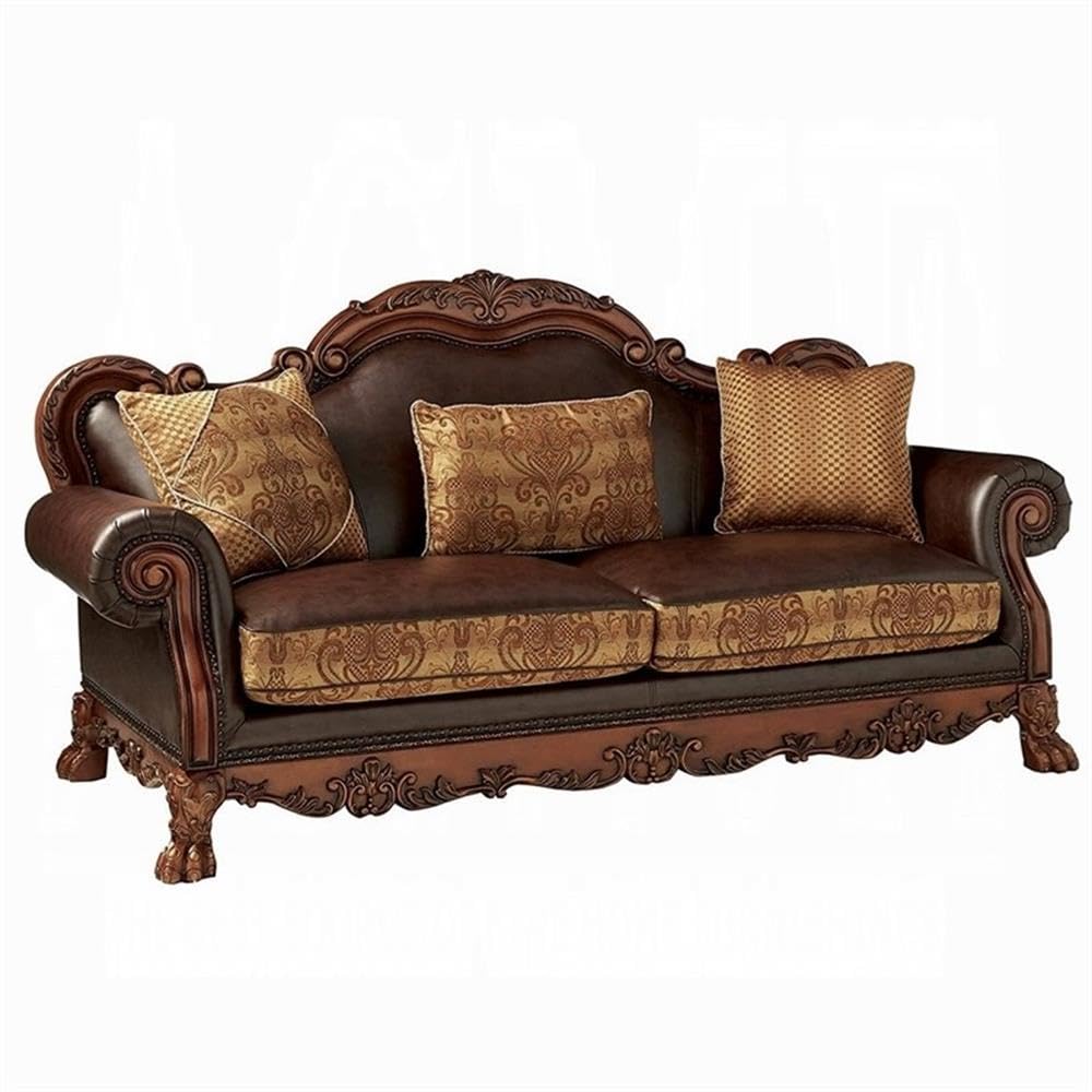 Amazon.com: Acme Dresden Rolled Arm Upholstered Faux Leather Sofa