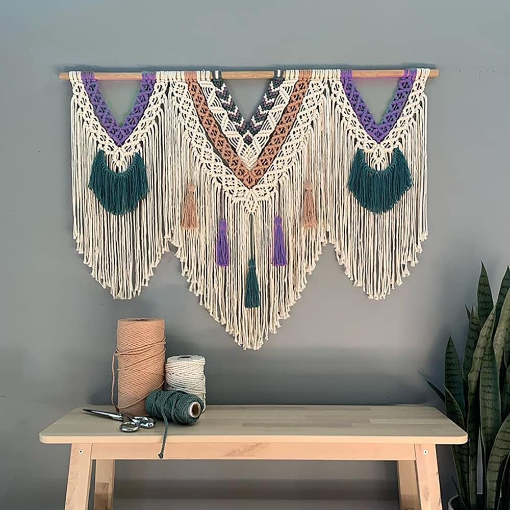 Hand-Woven Rope Macrame Art Wall Tapestry Bohemian Decor