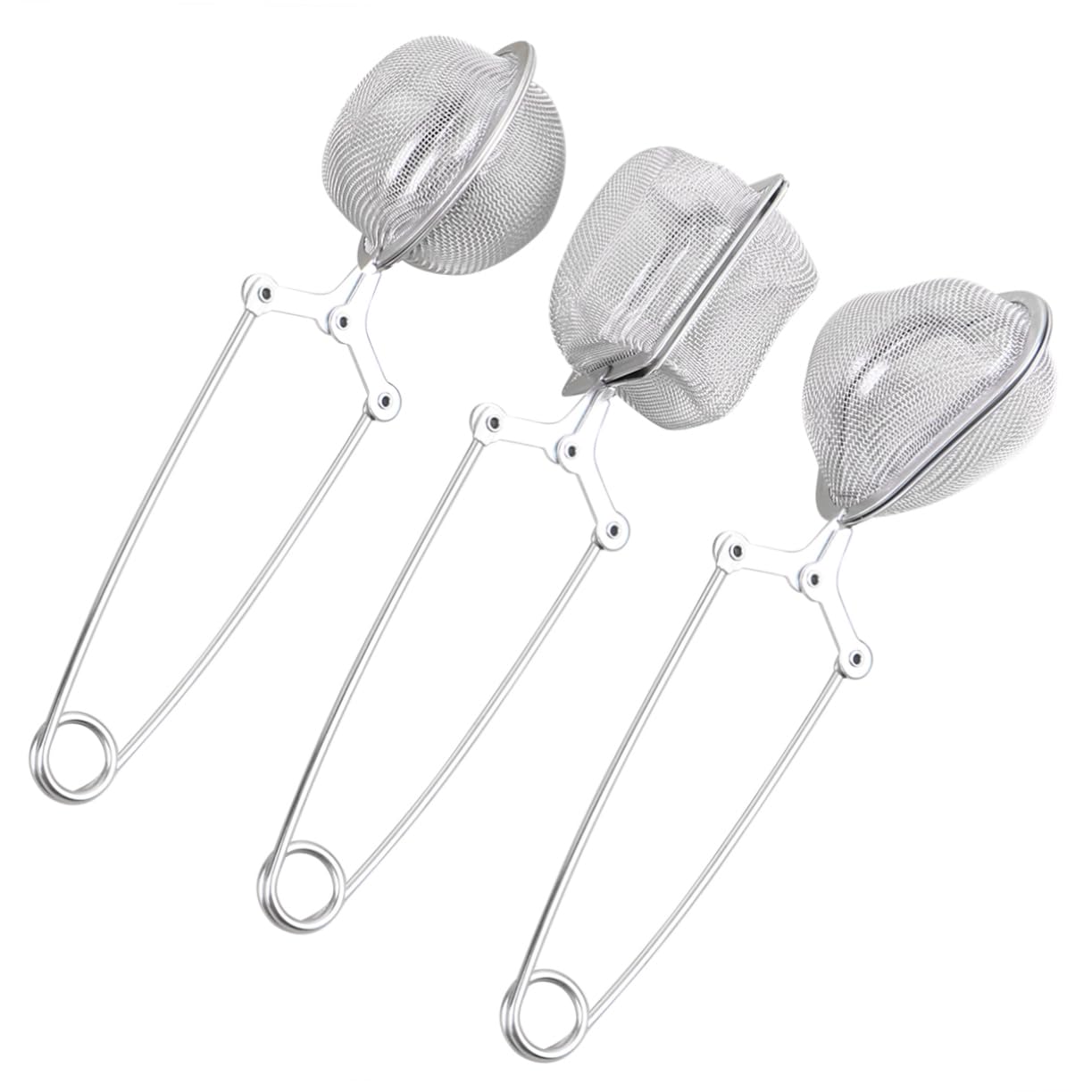 PRETYZOOM 3pcs Stainless Steel Mesh Filter Long Handle Tea Strainer Heart Shape for Loose Leaf Teas Herbs Spices Stylish and Reusable Kitchen Tool Silver