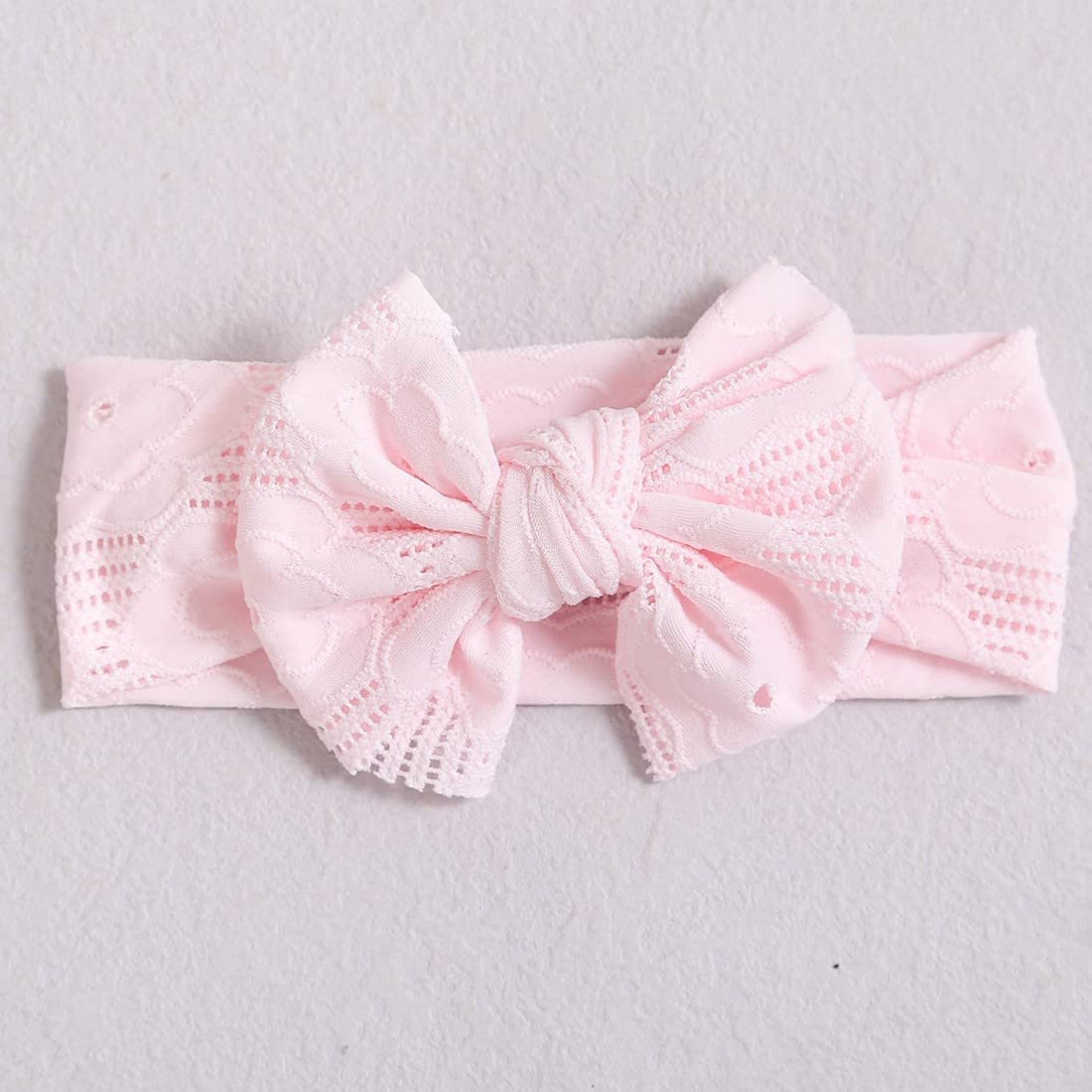 Baby Mädchen Nylon Stirnbänder,3 Stück Bowknot Elastische Haarbänder,baby schleifen haarband,Weiche,süße,Kopfbedeckung für Kinder Kleinkinder(weiß, apricot, rosa)