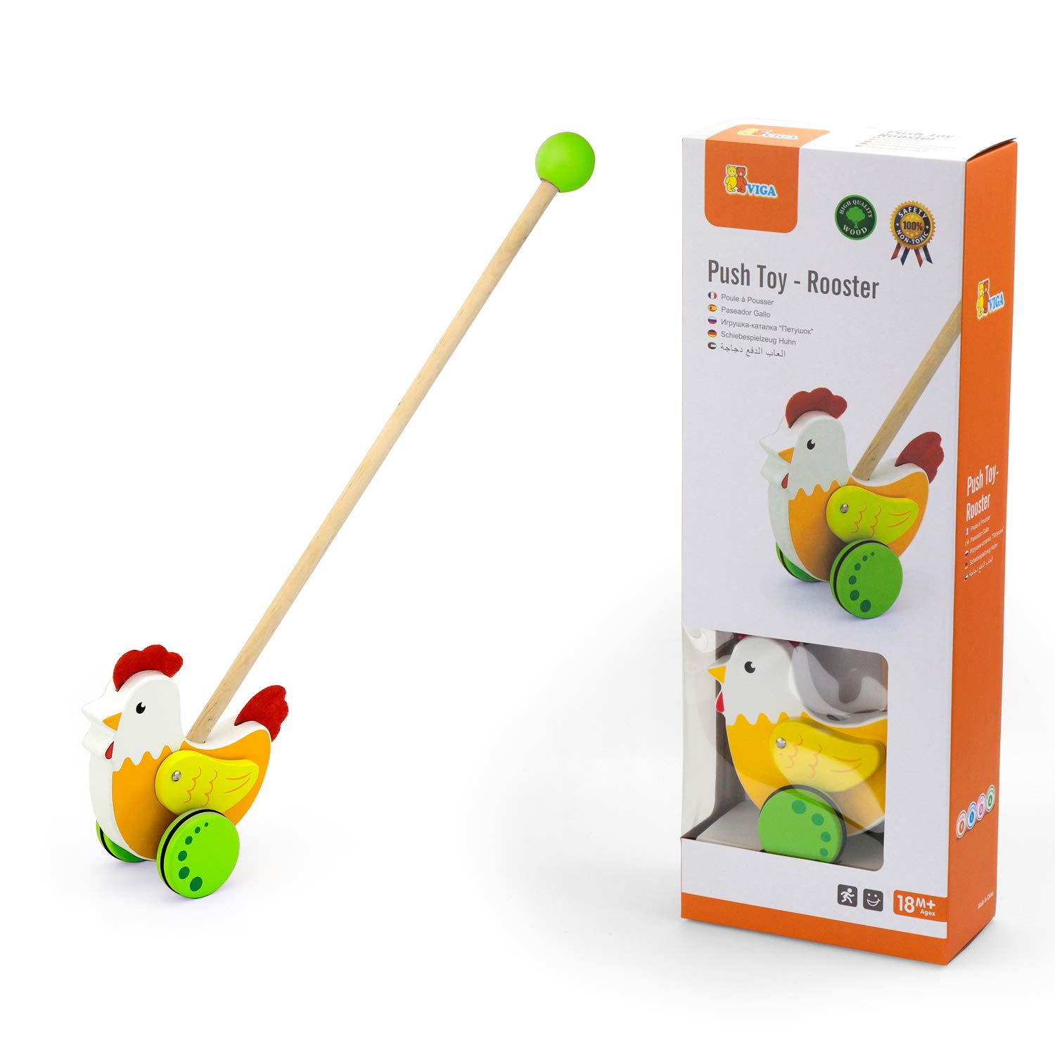 Viga Toys - 50964 - Push Toy - Rooster