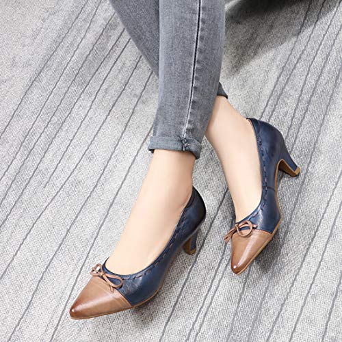 Image of Mona flying Women's Leather Elegant Bowknot Pointed Toe Dress Pumps Heels