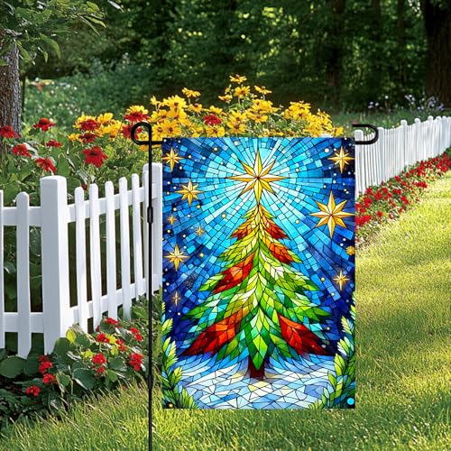 Image of BlissYard Christmas Christmas Tree Garden Flag 12x18 Inch Polyester