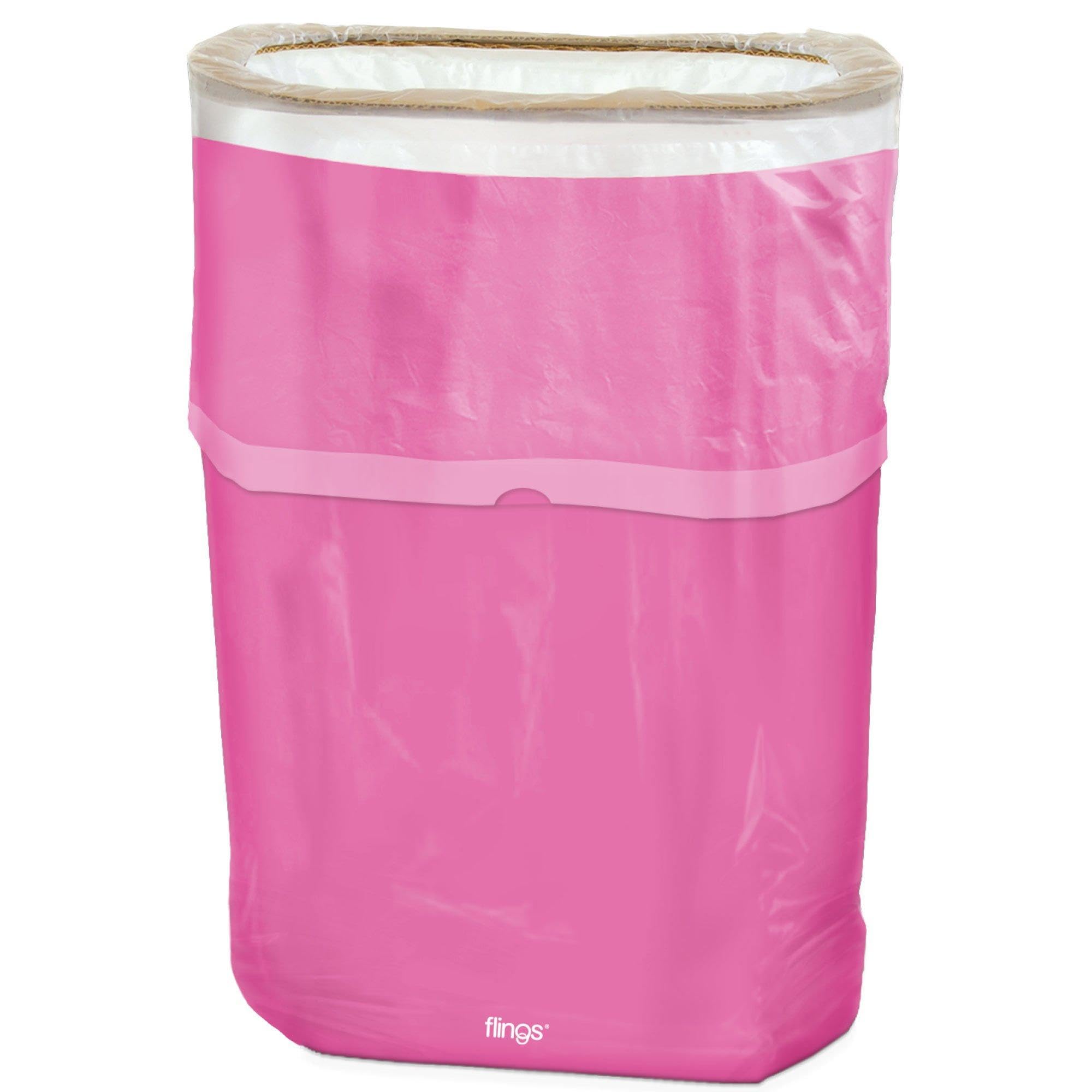 Flings® Bin Disposable Trash Can for Parties - 22 inches x 15 inches - 13 Gallon Plastic Pop Up Garbage Can, 1 Bright Pink Disposable Garbage Can for