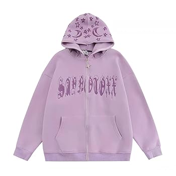 Amazon.com: grhaat Hip Hop Y2k Letter Print Hoodie Full Zip