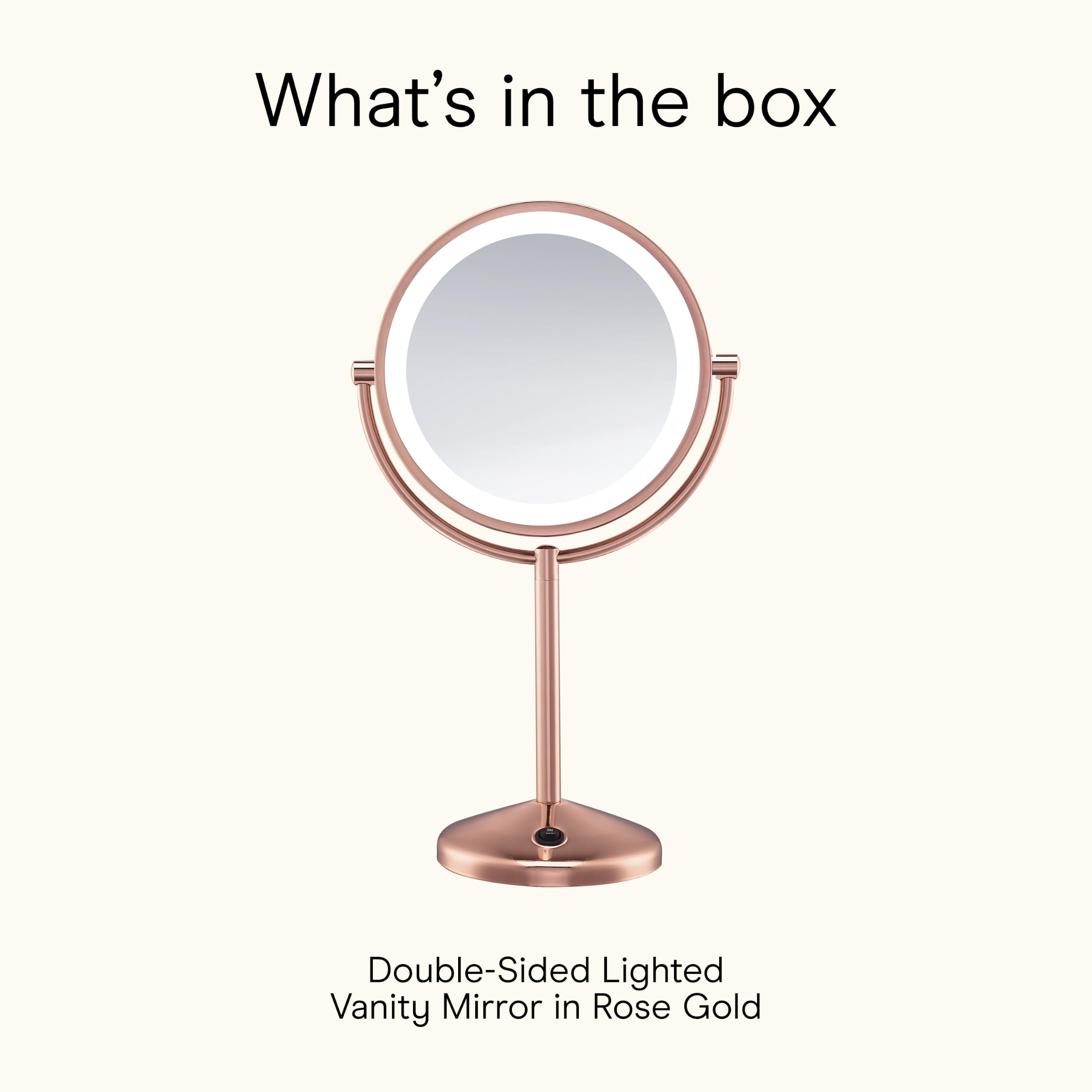 Conair Reflections Espejo de Maquillaje con luz LED de Doble Cara, Aumento de 1x/10x, Acabado en Oro Rosa