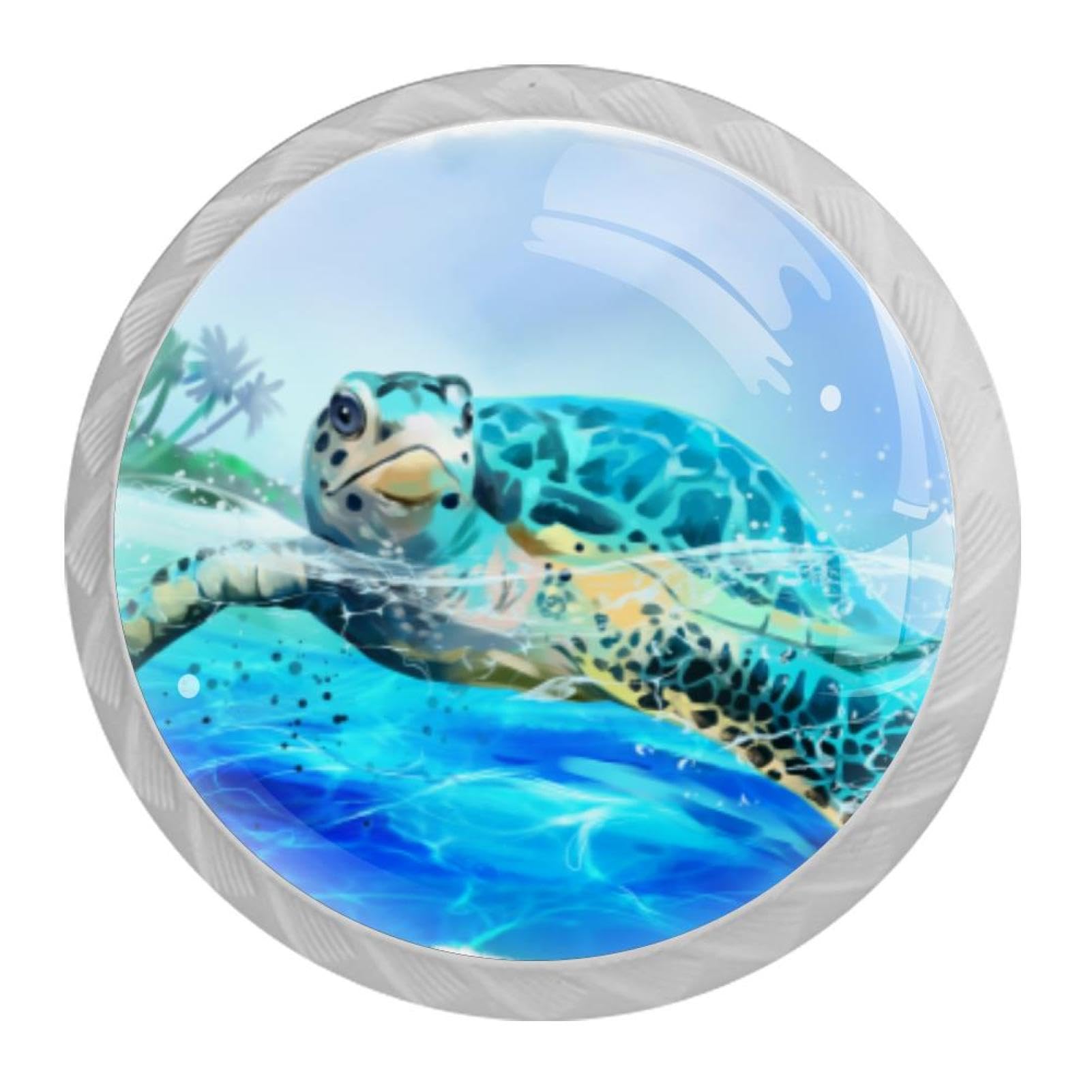 Tqmspg 4 Pieces Drawer Pulls Sea Turtle Door Knobs Dresser Handles for Kitchen Wardrobe Cupboard Hardware Furniture