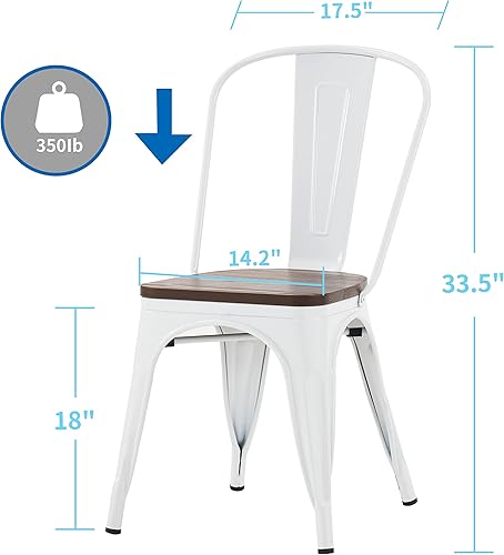 Miniatura 3 de Nazhura Silla de comedor de metal estilo rústico Tolix para cocina, comedor, cafetería, restaurante, bistró, patio, 18 pulgadas, apilable,