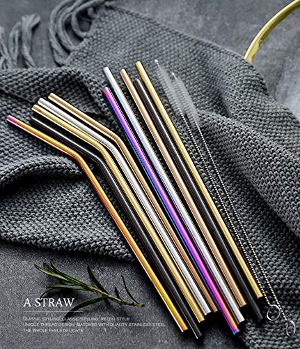Image of Black Reusable Metal Straws 100Pcs for Bulk Pack.Toddler Child Stainless Steel Straws 265mm Straws for 30oz and 20oz Tumblers Yeti Bulk Order(10.5 inch Long, Black-100pcs Straight)