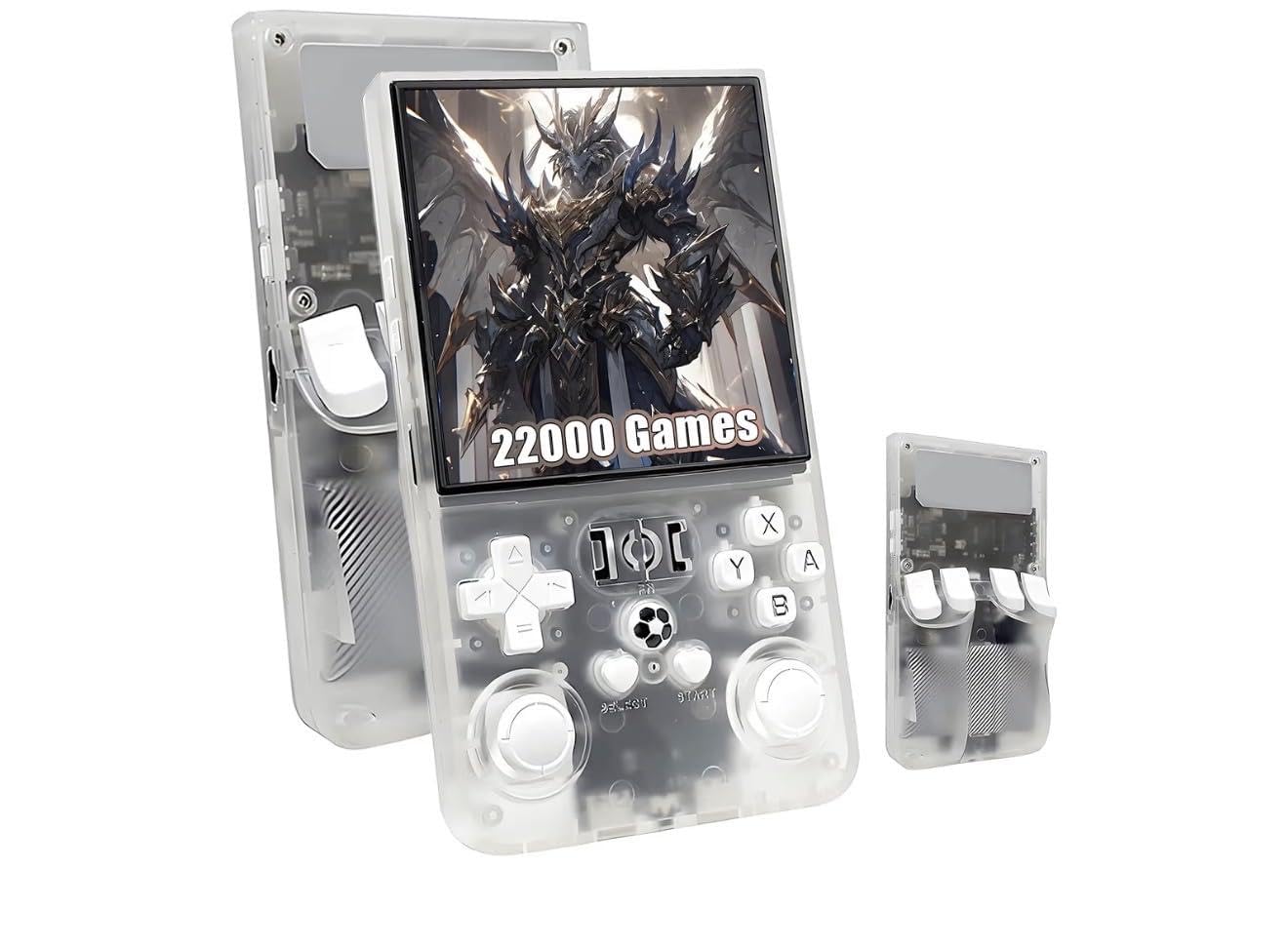 R36MAX Retro Handheld Game Console, 18000+ Classic Games, 4.0 inch IPS Screen, Multiple Emulators, Portable Gaming System with Carrying Case (Clear)