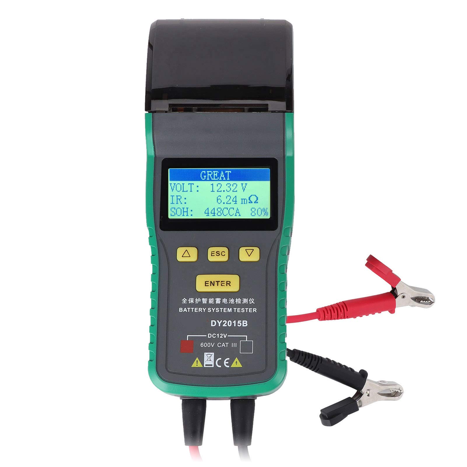 Tester akumulatorów samochodowych 12 V z drukarką Profesjonalny analizator akumulatorów samochodowych Sprzęt diagnostyczny dla warsztatów samochodowych Mechanicy ABS Lekka,
