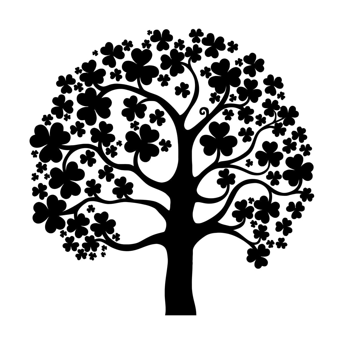 Vinyl Art Sticker Trefoil Irish Tree Ireland Clover Luck Symbol 36x36.8cm Do not Damage the wall Surface Small Black