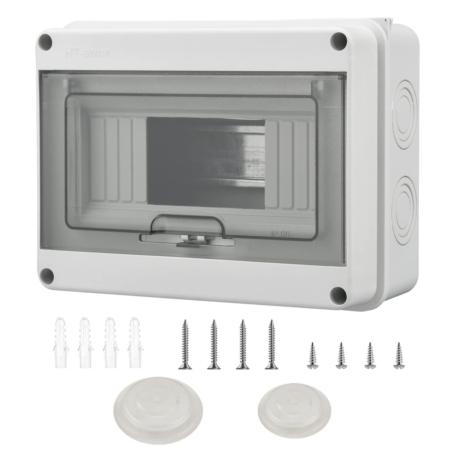 Armadio Di Distribuzione KDP IP65 Per 8 Moduli, Scatola Portafusibili Da Parete Resistente Agli Urti IK10, Con Porta Trasparente, Guida DIN E Guida PE/N, Per Interni Ed Esterni