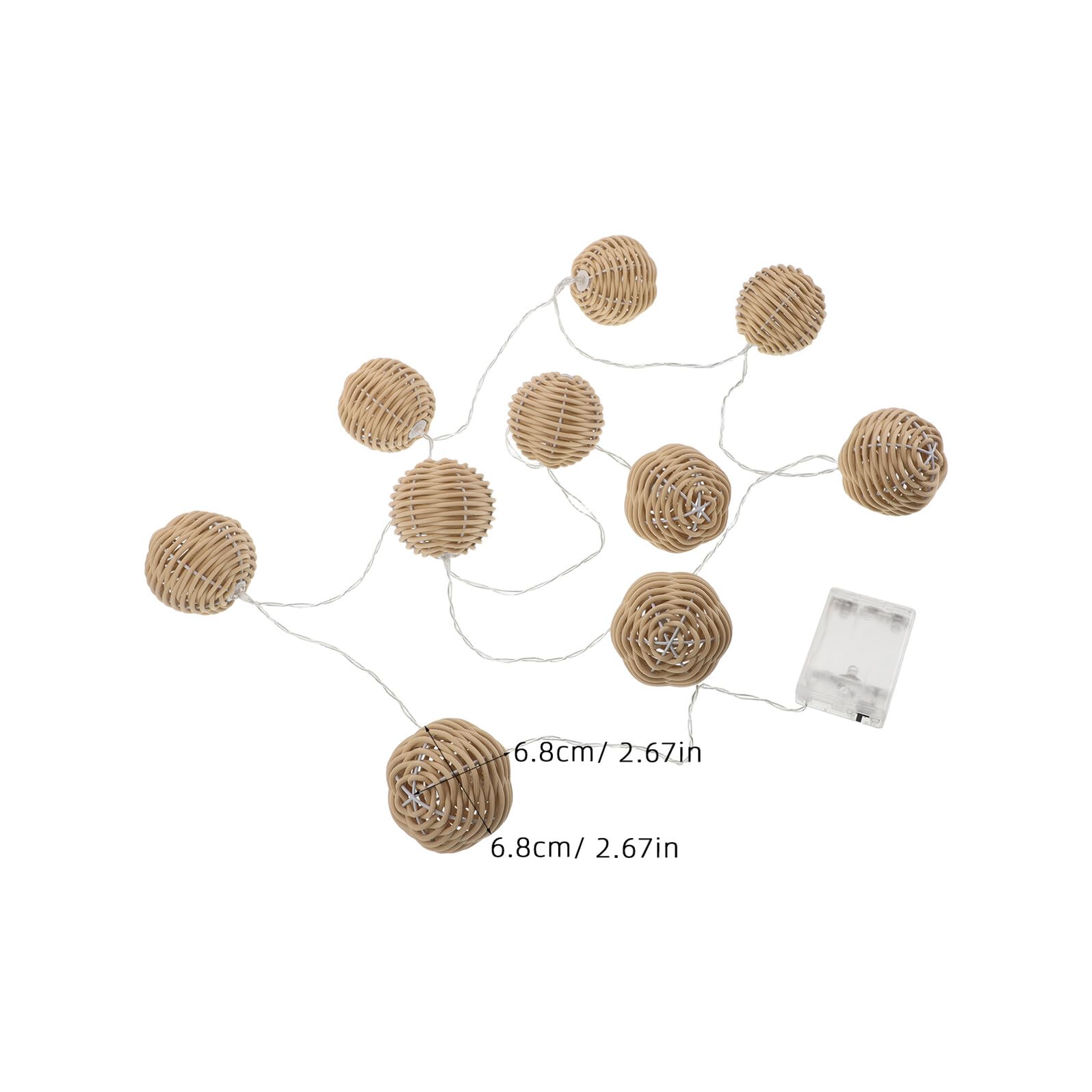 Luci a Corda da Esterno con Sfere in Rattan, 10 LED