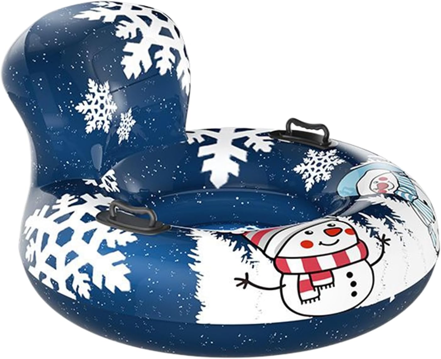 Inflatable Snow Tube – 43 Inch Padded Sled with Backrest and Handles | Heavy Duty Winter Outdoor Sled for Skiing Skating Beaches Parks Gardens Use