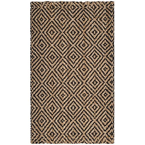 Safavieh Fiber Collection NF181C Hand-woven Jute Area Rug, 2' 3" x 4', Natural/Black