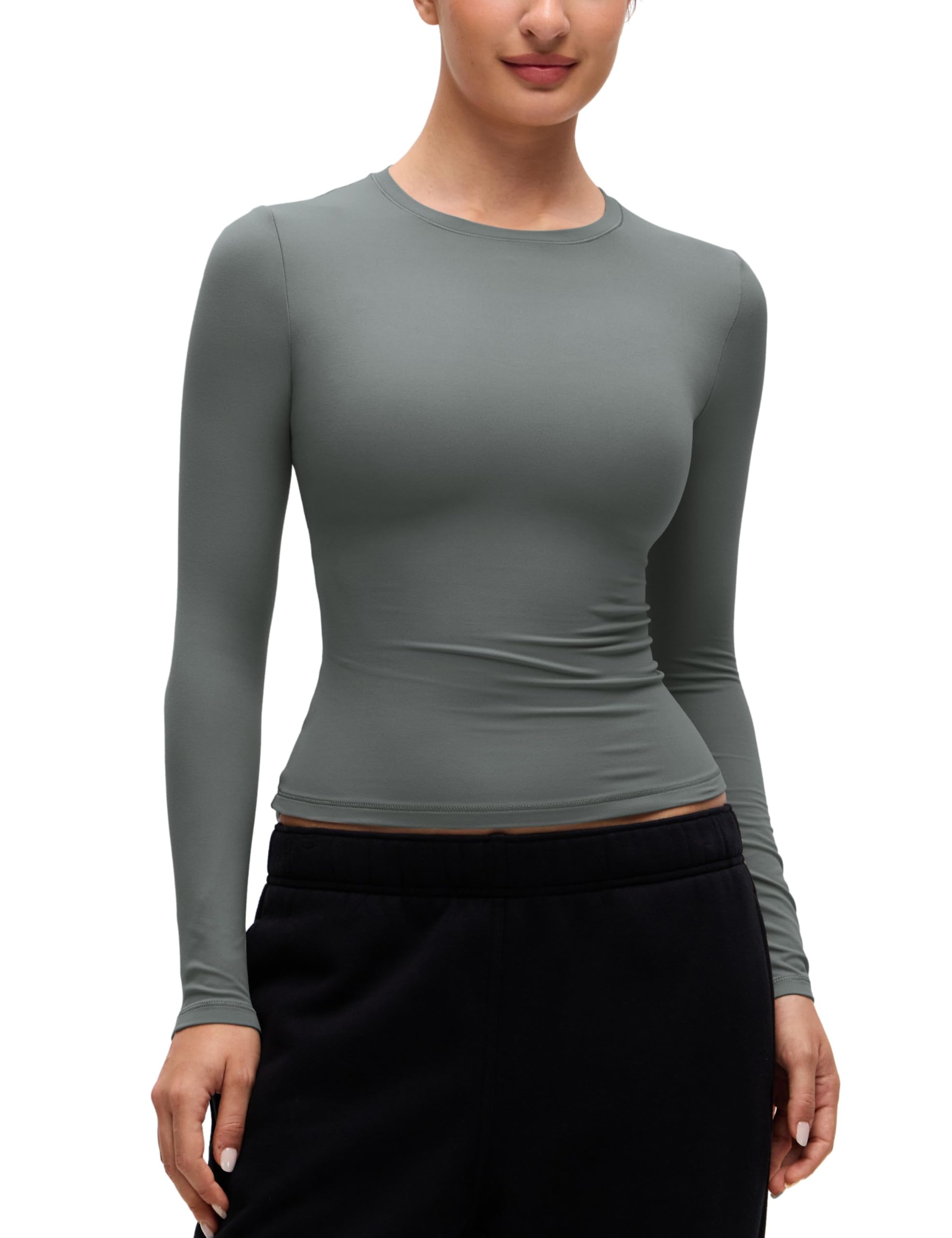 crz yoga Softembrace Long Sleeve Shirts for Women Soft Crew Neck Fall Basic Tight Tops Fitted Casual Going Out T-Shirts-picture-18