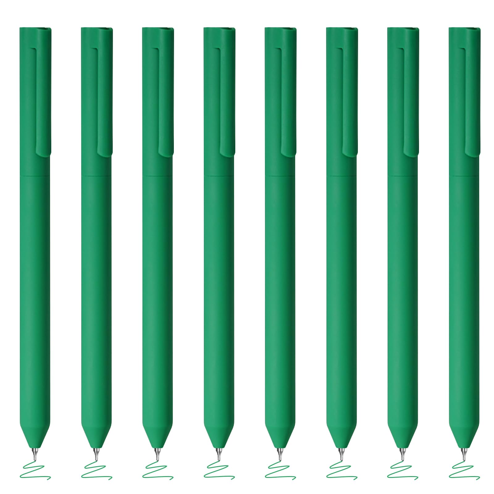 BAYTORY 8Pcs Rotatable Gel Pens, 0.5mm Fine Point Green Ink Pens, Smooth Writing Quick Dry Gel Ink Pen for Journaling Note Taking Sketching (Bright Green)