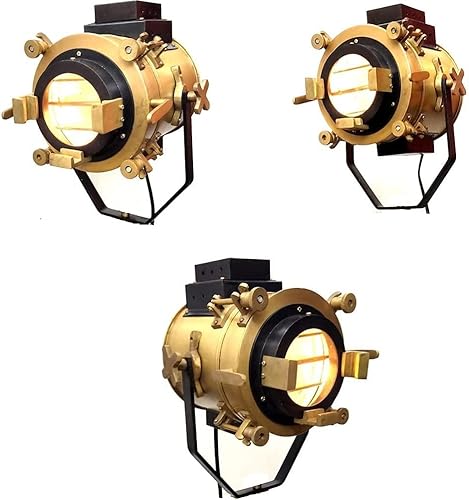 ALADEAN Spotlight - Lámpara de pie y trípode de madera para lámparas de pie industriales estilo Hollywood (foco negro antiguo)