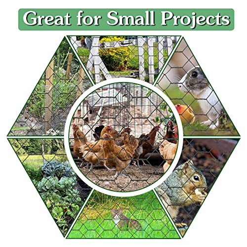 Xr Market 14.9In×26.9Ft Chicken Wire, 19 Gauge Chicken Wire Fencing, Double Pvc Coated Galvanized Chicken Wire Mesh, 1’ Mesh Chicken Fencing With Tape Measure, 100Pcs Zip Ties, Cutting Pliers, Gloves #TOP5