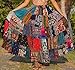 ThaiOnline4u Patchwork Skirt Long Boho Colorful Unique Gypsy Tiered Maxi Full Flared Rayon, Multicoloured, Large