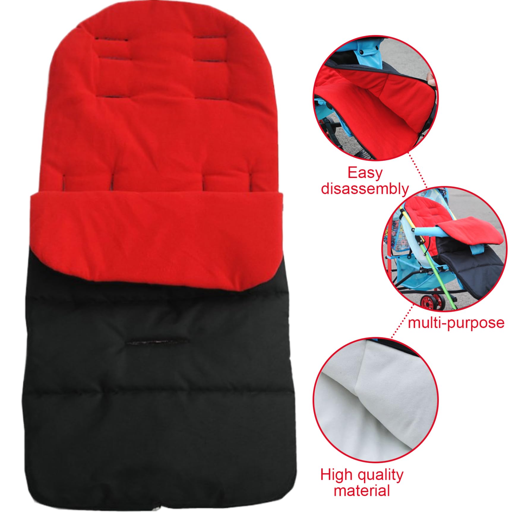 Sacco a Pelo per Passeggino, Sacco a Pelo per Passeggino Caldo e Accogliente con Fodera in Pile Polare, per Stamina Impermeabile Antivento, Copertura Staccabile 2 in 1