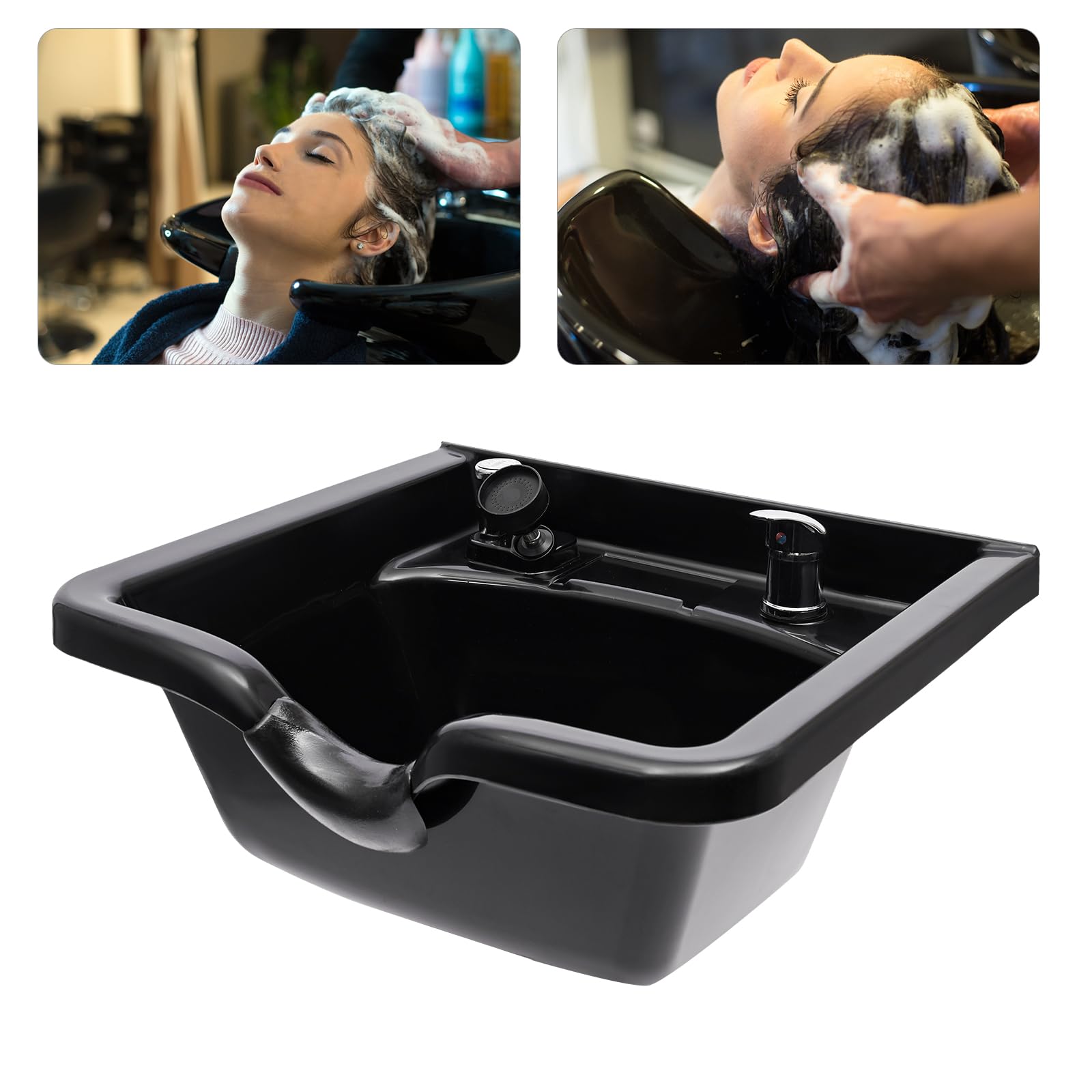 Mit Wasserhahn Haarwaschbecken aus ABS,Tragbares Haarwaschbecken im Bett,Anti-Rückfluss, Wandmontiert Professionelle Shampoo Schale, Haarwaschhilfe für Senioren, Behinderte und Schwangere, 55.5x50cm