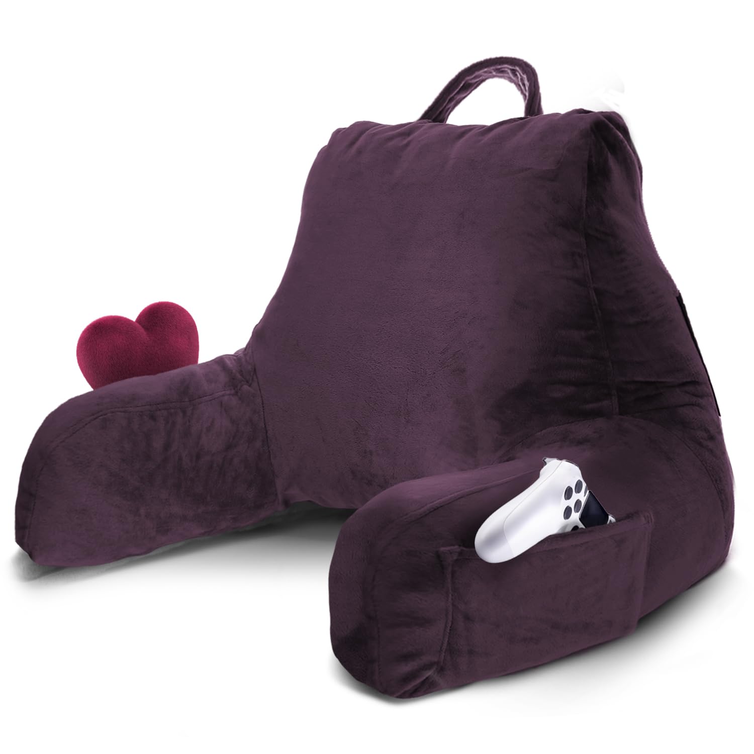 Nestl Reading Pillow for Bed, Back Pillow for Sitting Up in Bed, Purple