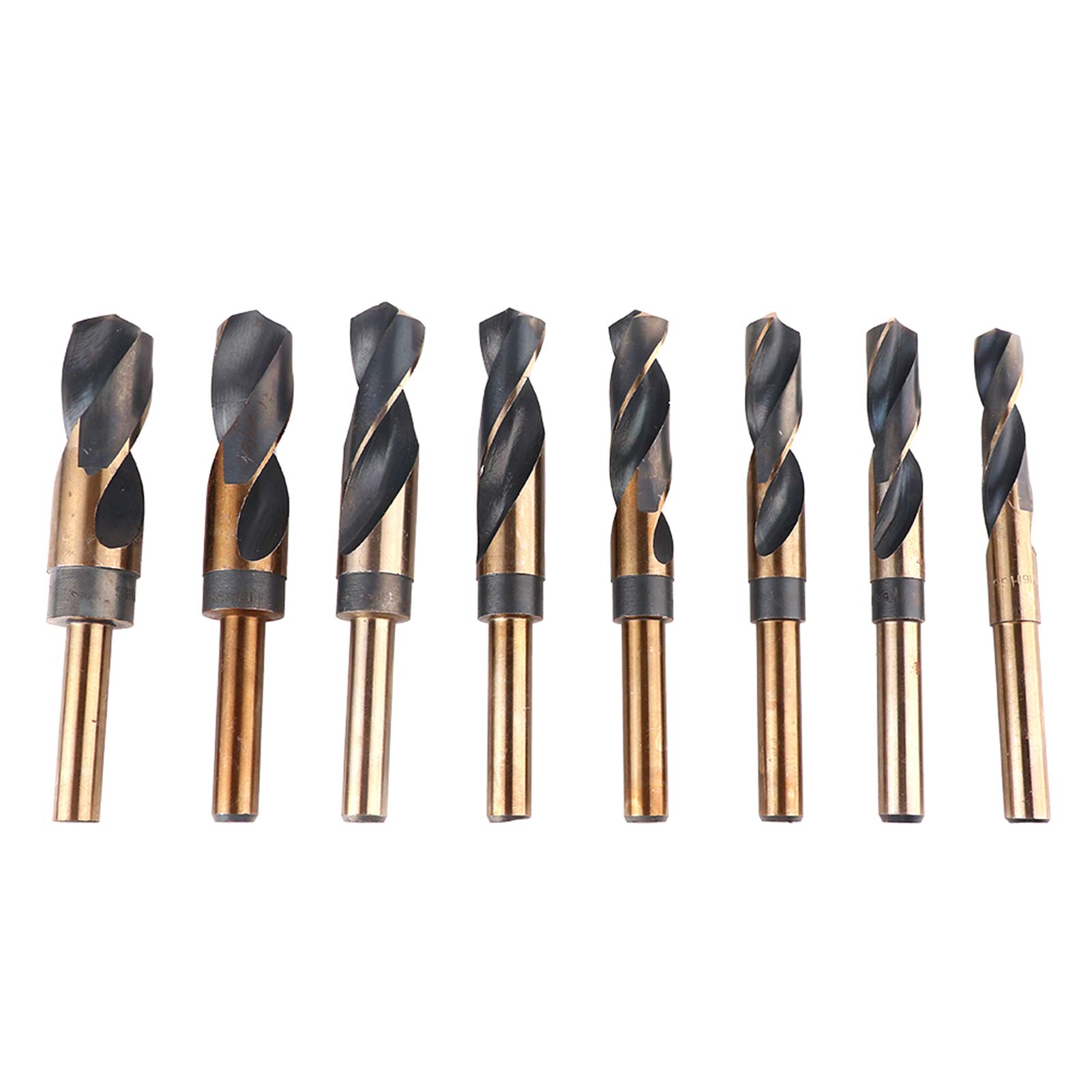 lyrlody Juego de Brocas HSS Juego de Brocas Helicoidales de 8 Piezas, Vástago Redondo de 1,2 Pulgadas, Redondo con Revestimiento de Ti de 14 Mm a 25 Mm con Caja de Aluminio para Taller, Bricolaje,