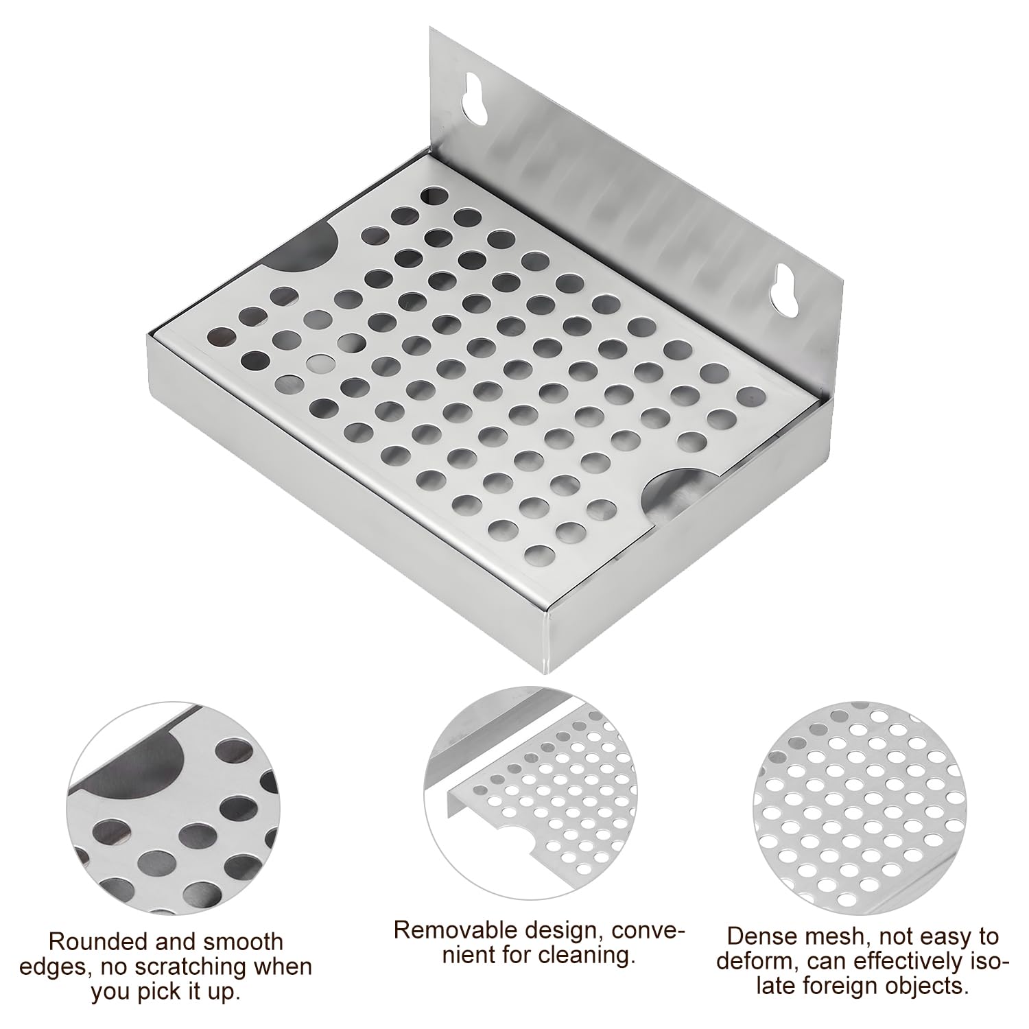 Plateaux D'égouttement de Bière, 15.4 x 11.2 x 6.7 cm Plateau D'égouttement Mural en Acier Inoxydable pour Fût de Bière Pression en Métal, Tour de Bière en Métal pour Restaurants, Cuisines et Bars