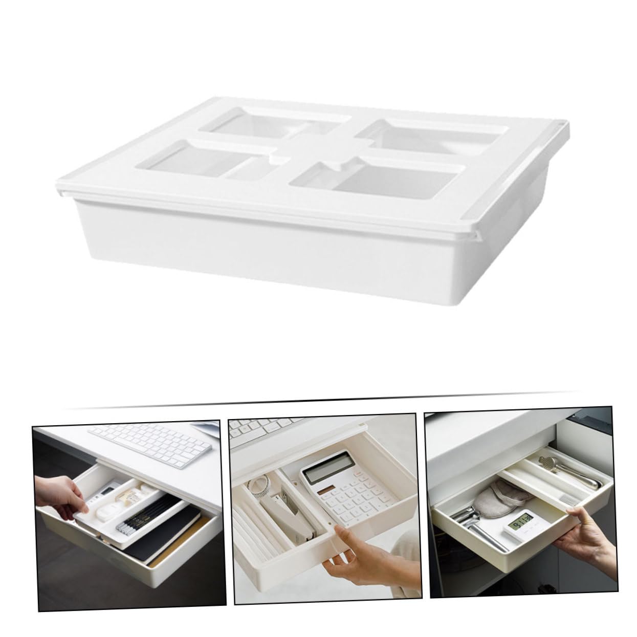 Organizzatore per Sotto la Scrivania Separatore Attaccabile per Tavolo Realizzato in Plastica Resistente Salvaspazio per Cucina e Ufficio
