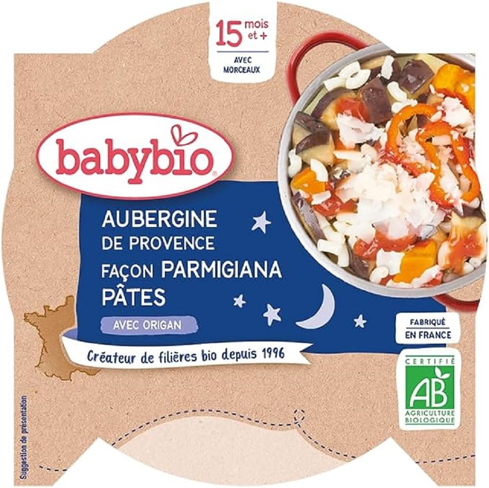 Babybio Assiette Aubergines de Provence Façon Parmigiana/Macaroni 15+ Mois 260 g