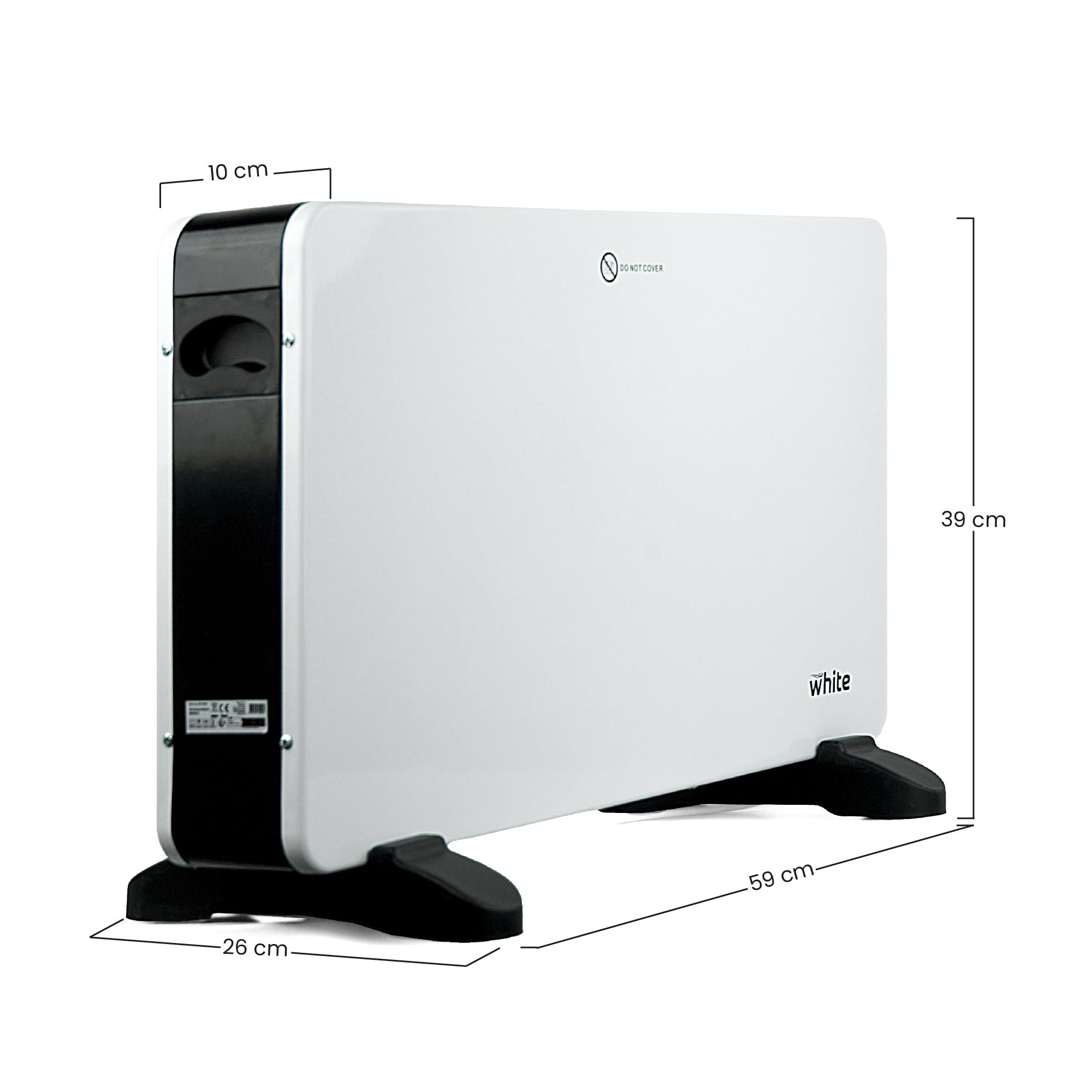 White - Stufa Elettrica 230v. Termoconvettore Elettrico Con Potenza Regolabile 750-1250-2000w. Riscaldamento Casa Sicuro Con Termostato Limitatore Di Calore Interno