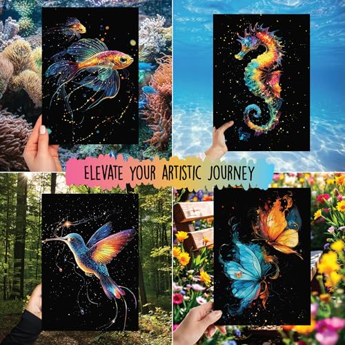 animals scratch art book for adults - colorful animal series scratch art  scratch painting foil art for adults  scratch and sketch animal series books  foil engraving scratch art animal series