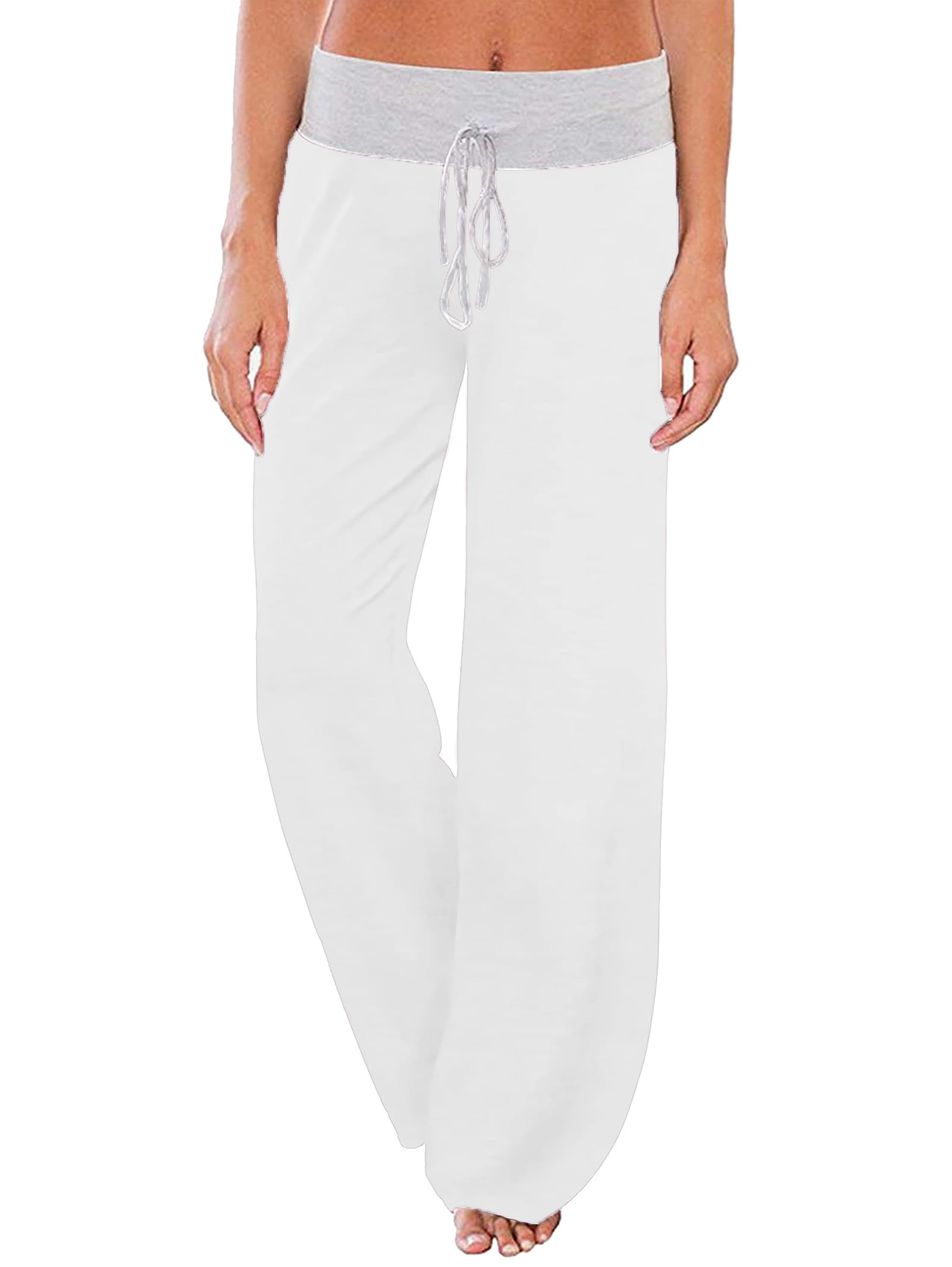 iChunhua Women's Comfy Stretch Floral Print Drawstring Palazzo Wide Leg Lounge Pant