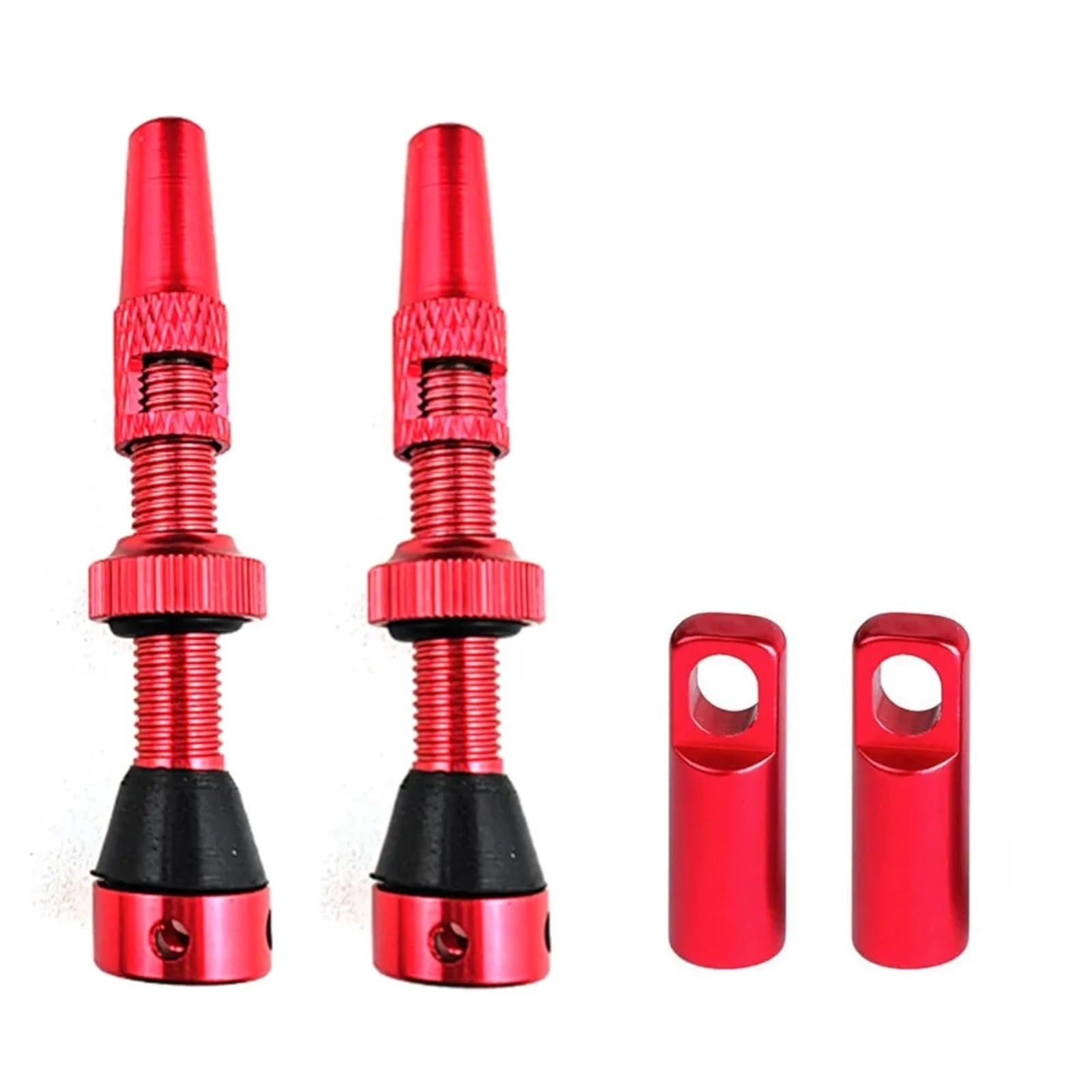 2 pares de válvulas for neumáticos sin cámara: válvulas Presta(Red-60mm-2 Pairs)