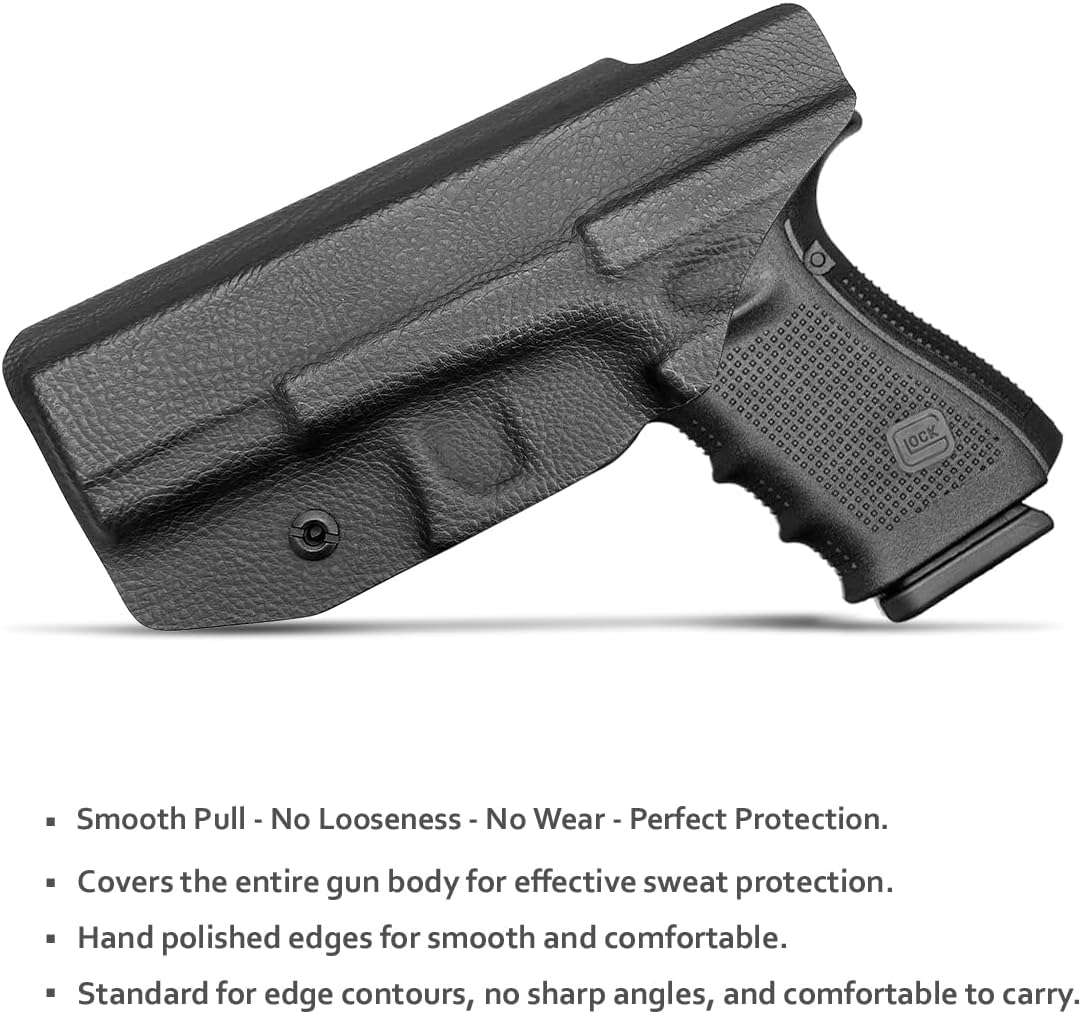 POLE.CRAFT IWB Kydex Holster Custom Fit: Glock 19 19X 25 44 45 (Gen 1 2 3 4 5) & Glock 23 32 (Gen 3 4) - Inside Waistband Carry - Adj. Cant Retention