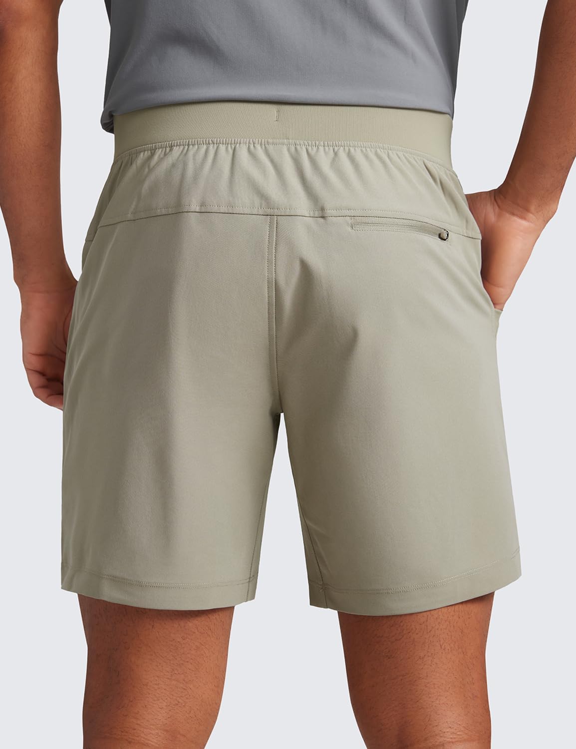 CRZ YOGA All Day Comfy Golf Casual Shorts for Men - 7" Elastic Waist Lightweight Quick Dry for Athletic Daily with Pockets