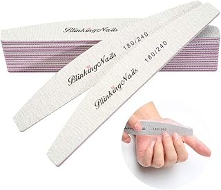 Nail Files and Buffers Professional Nail File 180/240 Grit Sanding File Set Double Side Washable Block File Nails Disposable Nail Files Bulk of Nail Art Tools