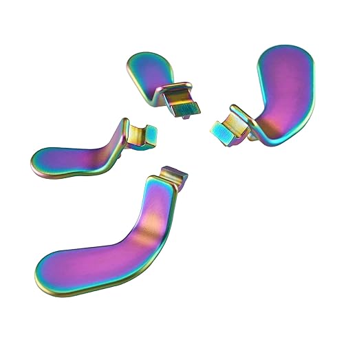 Miniatura 7 de eXtremeRate 4 palas metálicas de acero inoxidable arcoíris aura, azul y morado, cerraduras de gatillo intercambiables de repuesto para Xbox One