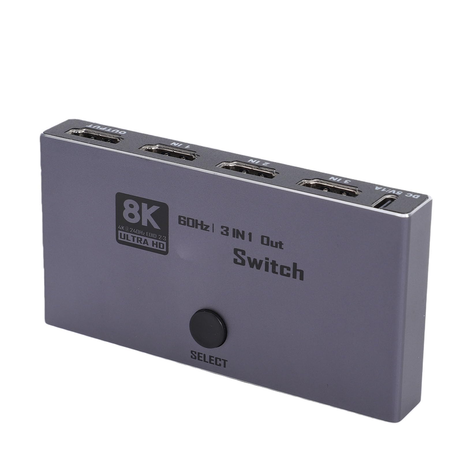Fabater Switcher HDMI, 3 Ingressi e 1 Uscita, Selettore HDMI 8K 60Hz, Estrattore Audio con Telecomando, 48 Gbps, Supporto 4K 240Hz e 1080P 480Hz, Ideale per Gaming e streaming.