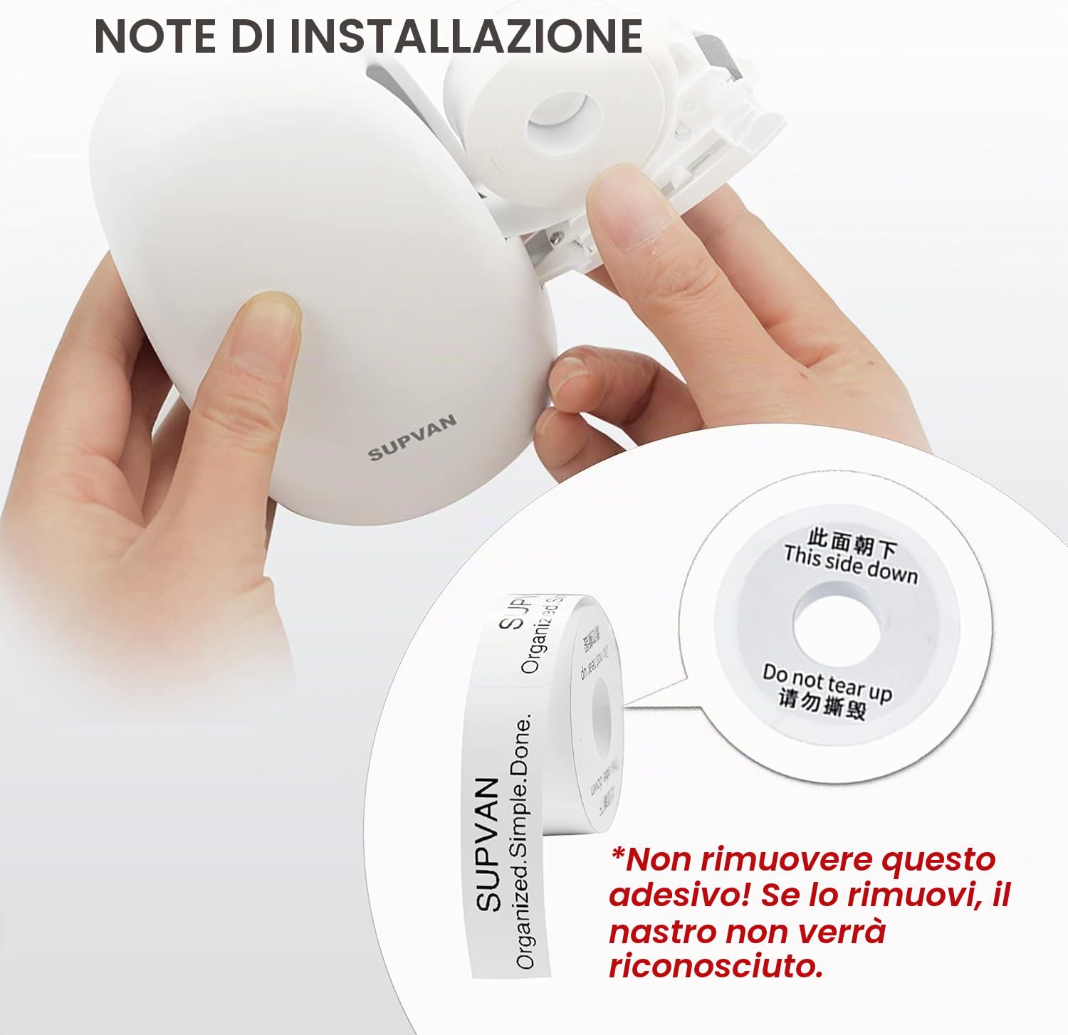 SUPVAN E10 & E11 Nastro per Etichettatrice, 8 Rotoli 15mm × 6m (0.59in × 19.7ft) Nastro Termico Laminato Continuo Originale, Etichette Impermeabili, Antiolio, Sicure per Bambini, Resistente