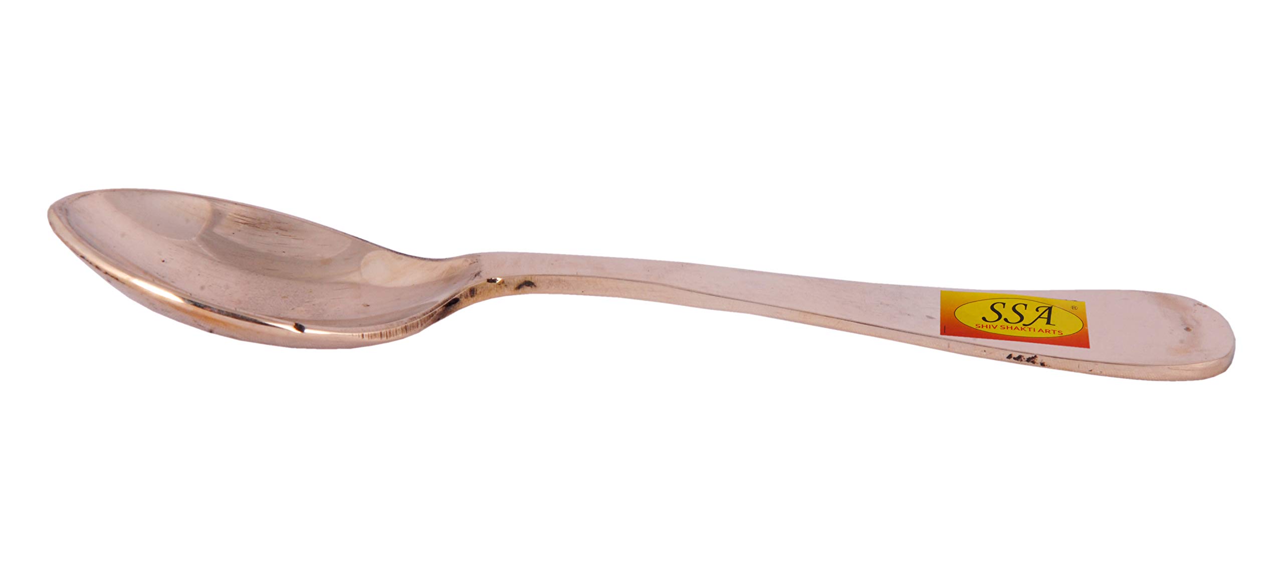 Shiv Shakti Arts Pure Bronze Kansa Serving Dessert Spoon for Serving Food, Tableware(Medium, Length - 15.5 cm) - 6 Piece