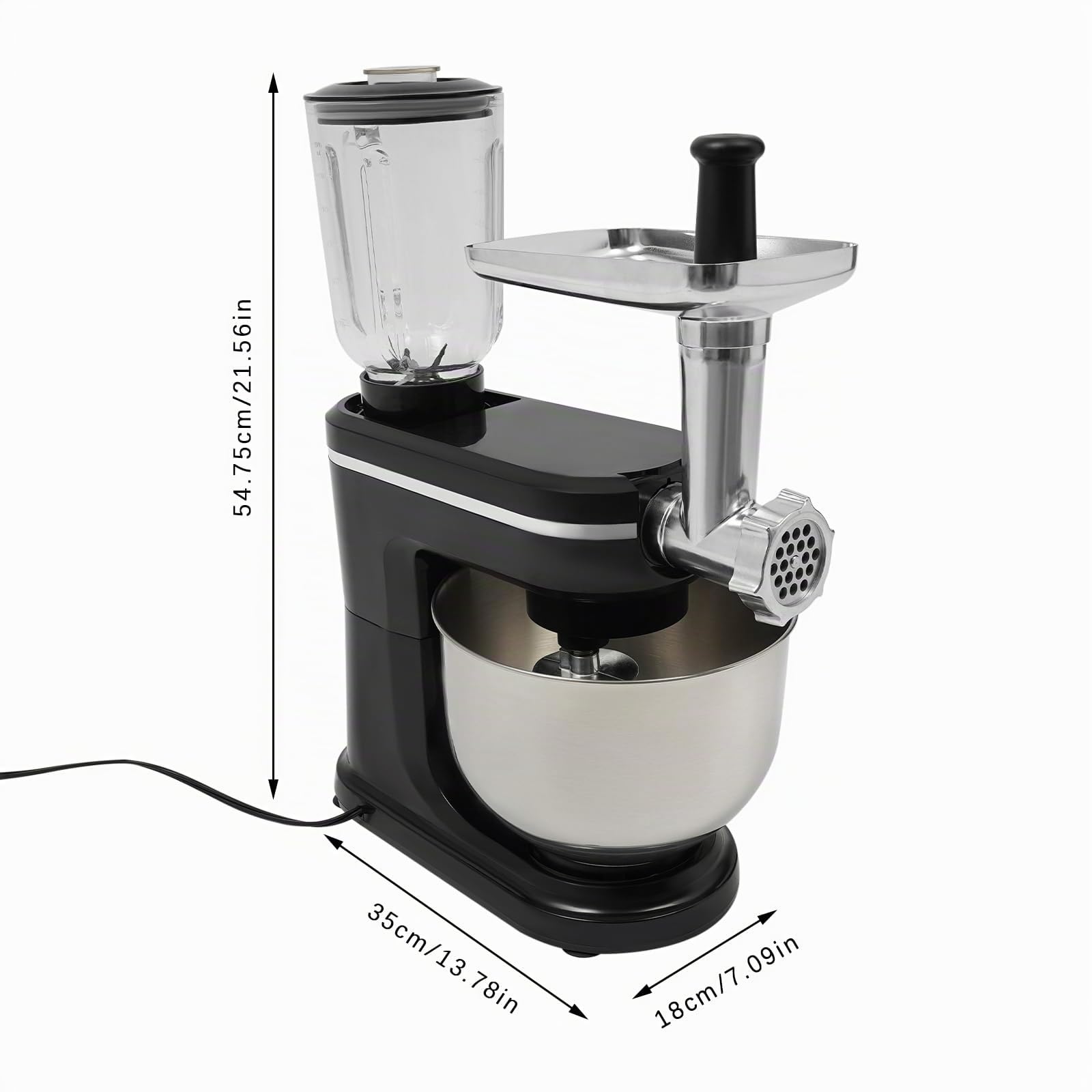 Máquina de cocina profesional de 220 V, 1500 W, amasadora con tazón de 6 litros, gancho para amasar y batir, 6 + 1 velocidad, amasadora de masa de bajo ruido