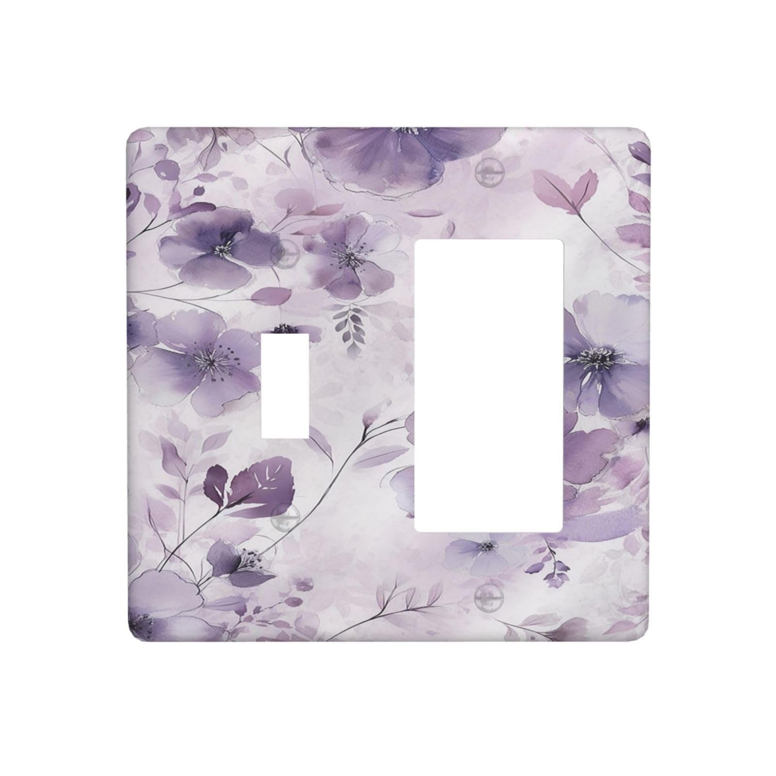 Plaque décorative pour interrupteur floral violet et blanc chambre à coucher