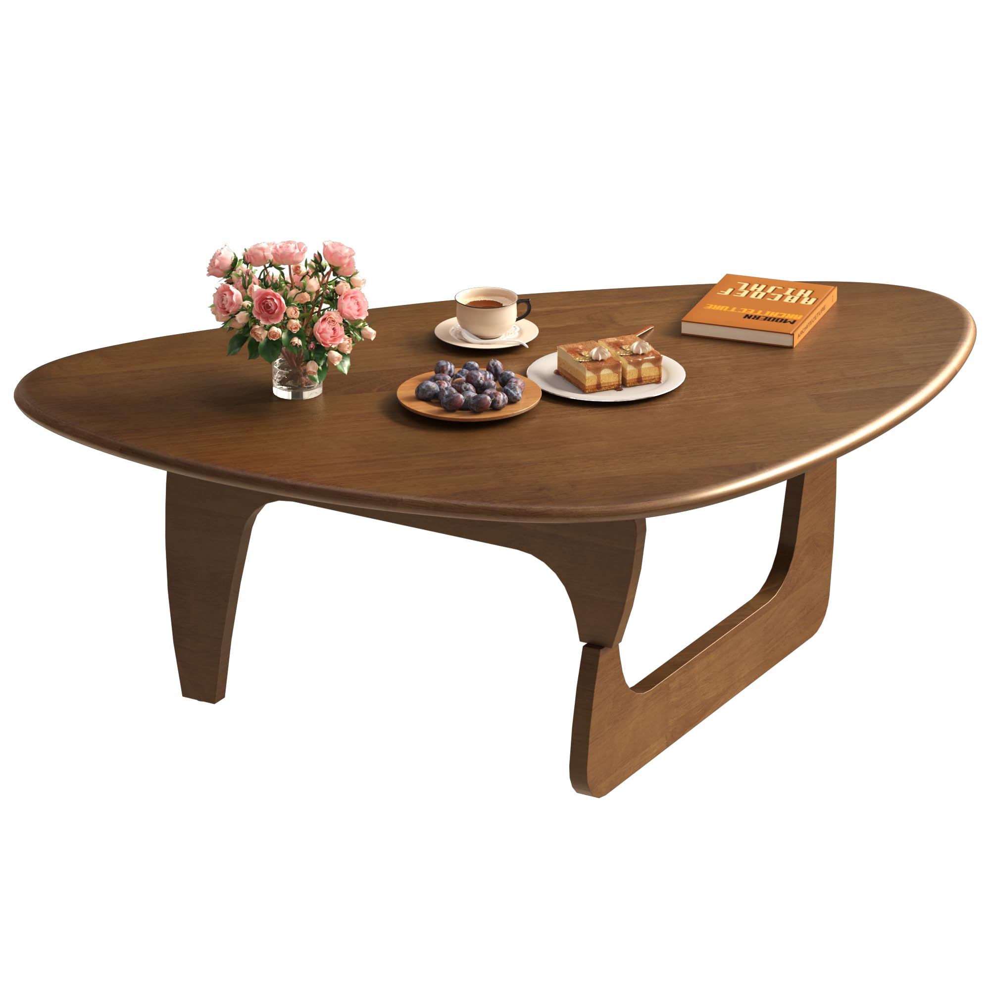 Mid Century Modern Coffee Table, Solid Wood Triangle Coffee Table for Living Room, Modern Tea Table for Home, 50.4x30.7x16.5