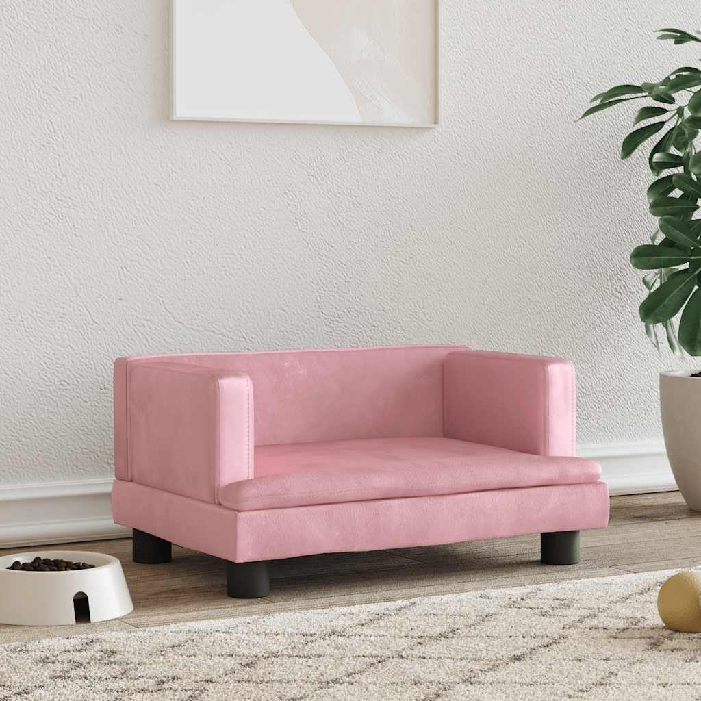 Lit pour chien rose en velours confortable contre le mal de dos